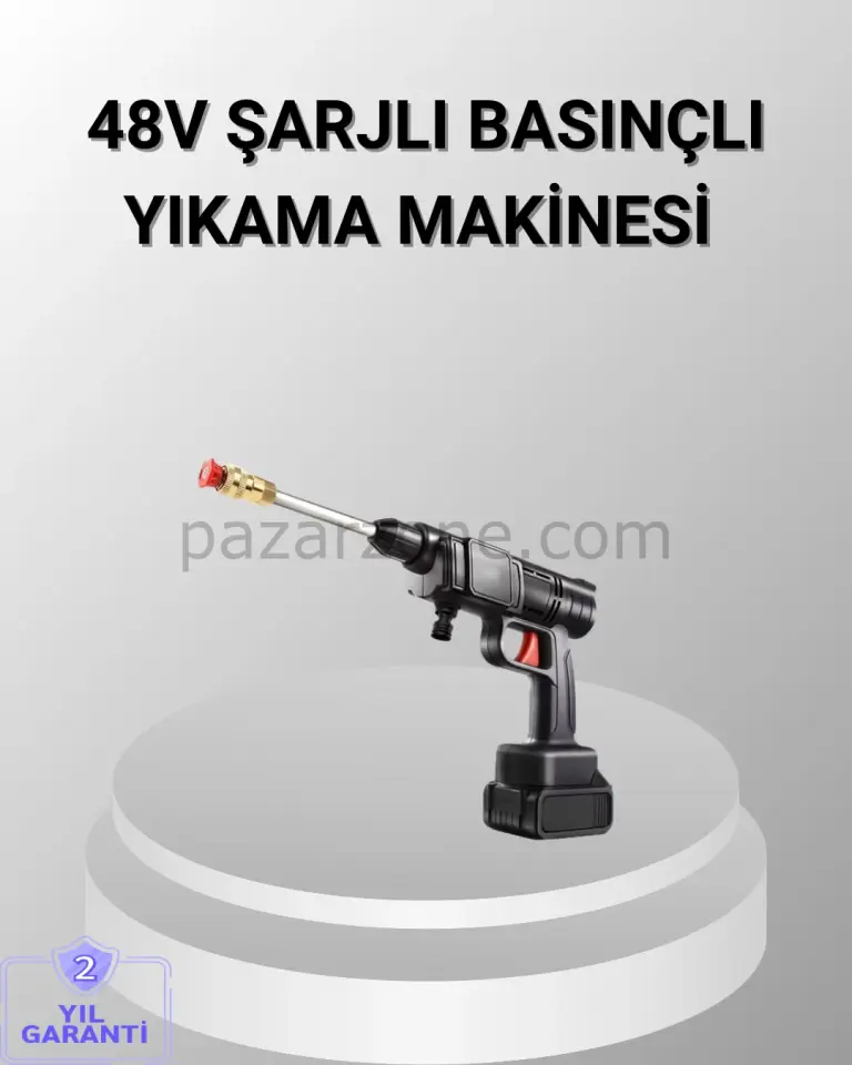 48V Kablosuz Yıkama Makinesi – 2 Pil, Köpük Tankı ve Ayarlanabilir