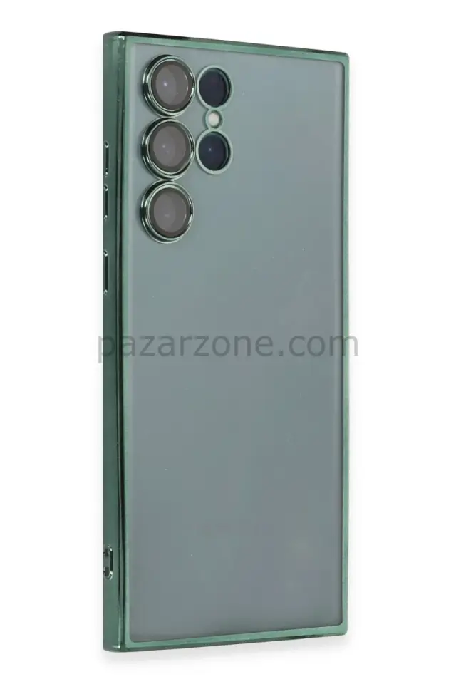 Newface Samsung Galaxy S22 Ultra Kılıf Razer Lensli Silikon - Yeşil