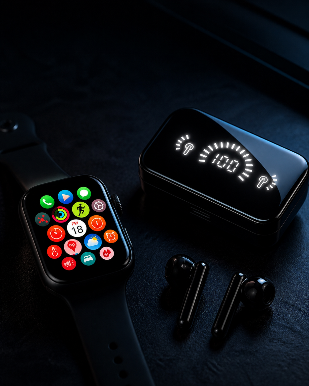 Şık Tasarımlı Akıllı Saat ve Bluetooth Kulaklık Seti Suya Dayanıklı ve Çok Fonksiyonlu