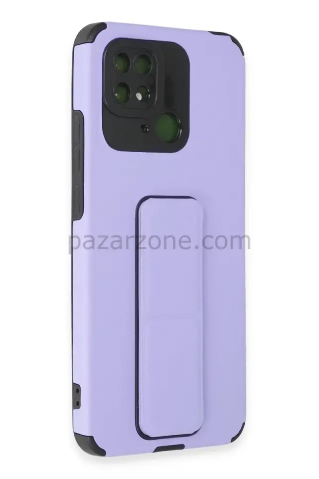 Newface Xiaomi Redmi 10C Kılıf Mega Standlı Silikon - Lila