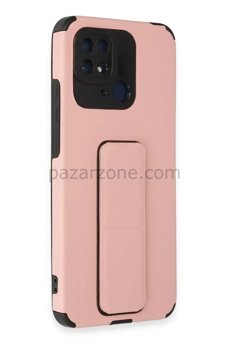 Newface Xiaomi Redmi 10C Kılıf Mega Standlı Silikon - Pudra