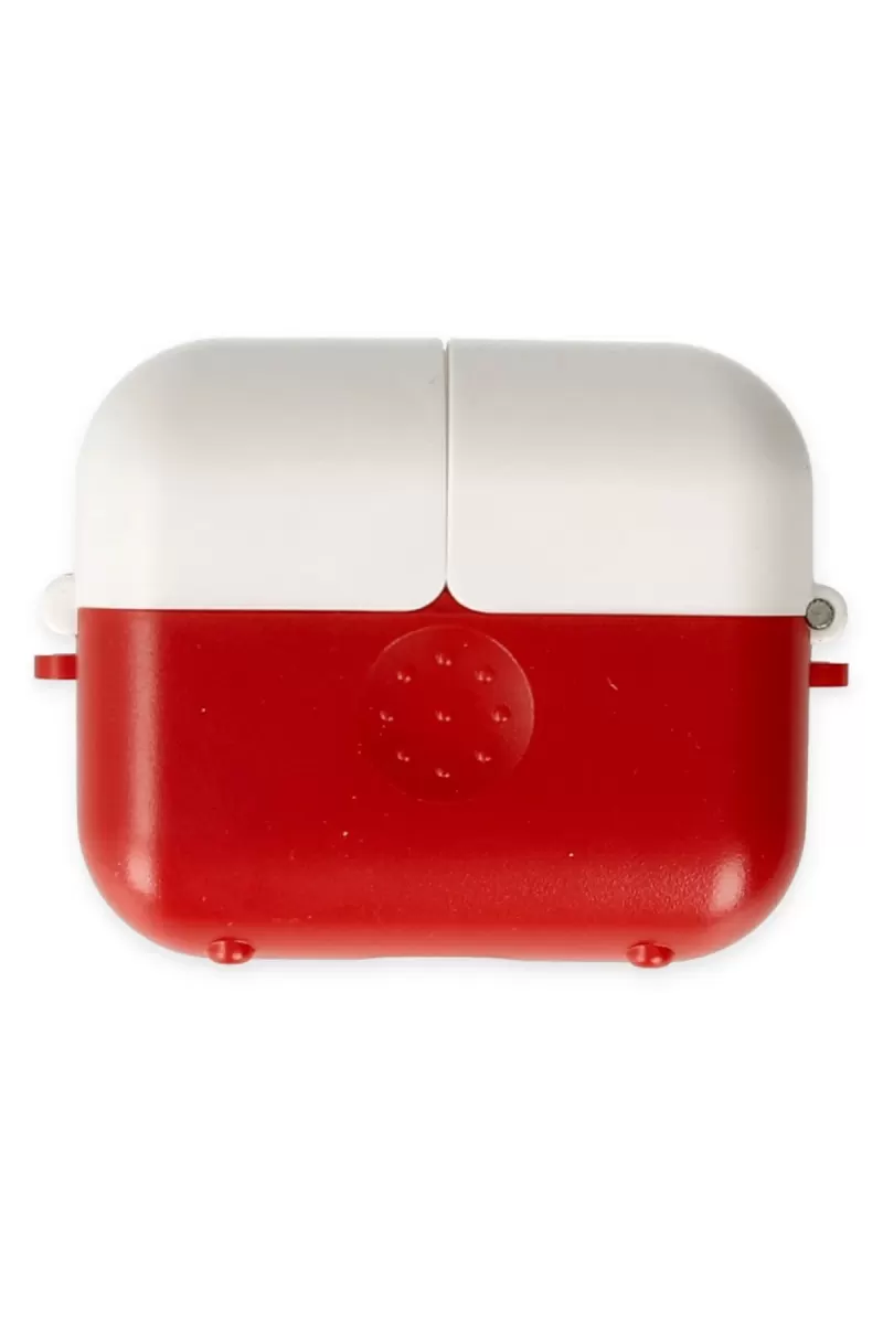 Newface Apple Airpods 3 (3.nesil) Basmalı Kılıf - Kırmızı-Beyaz