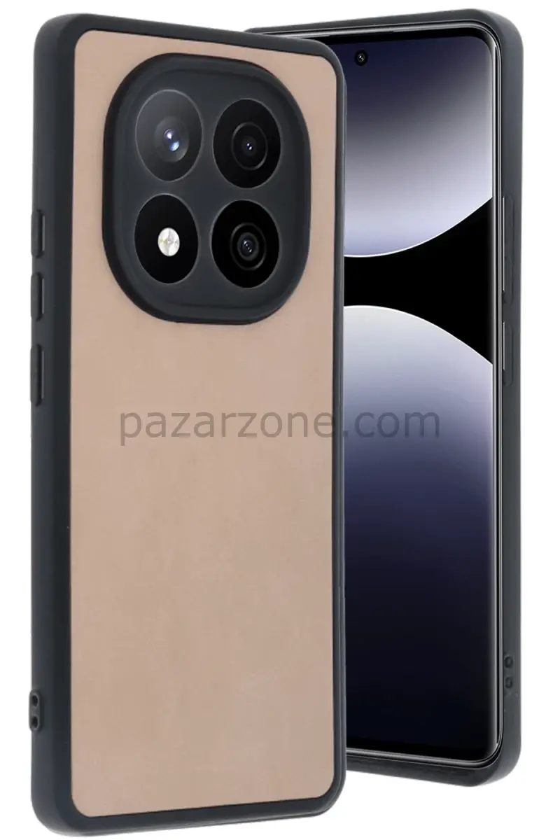 Newface Xiaomi Redmi Note 14 Pro 5G Kılıf Aras Deri Kapak - Pudra