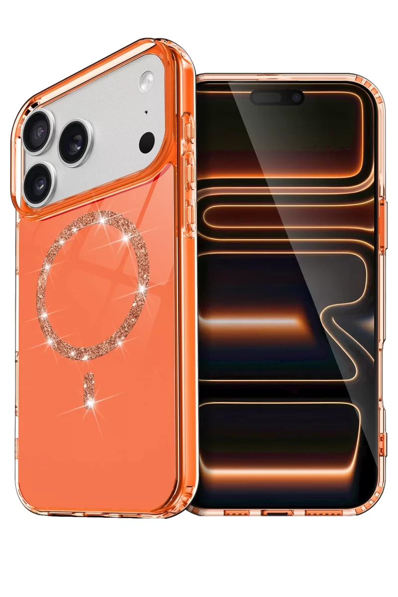 Newface Apple iPhone 17 Pro Live Diamond Magsafe Kapak - Turuncu