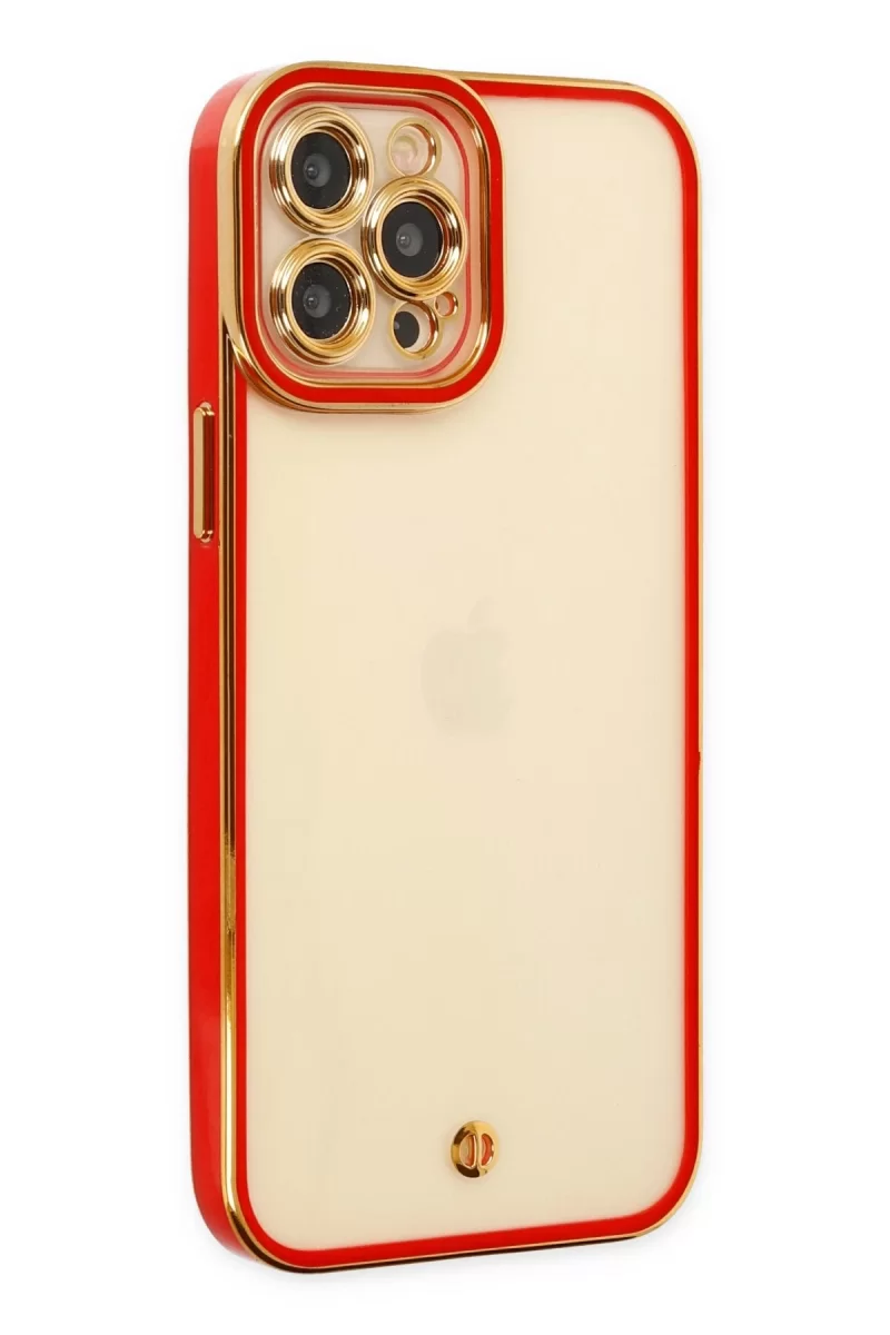 Newface Apple iPhone 12 Pro Kılıf Liva Lens Silikon - Kırmızı