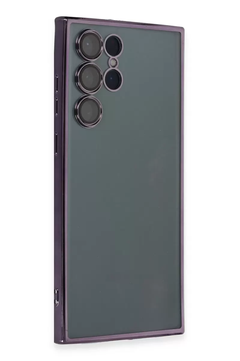Newface Samsung Galaxy S22 Ultra Kılıf Razer Lensli Silikon - Mor