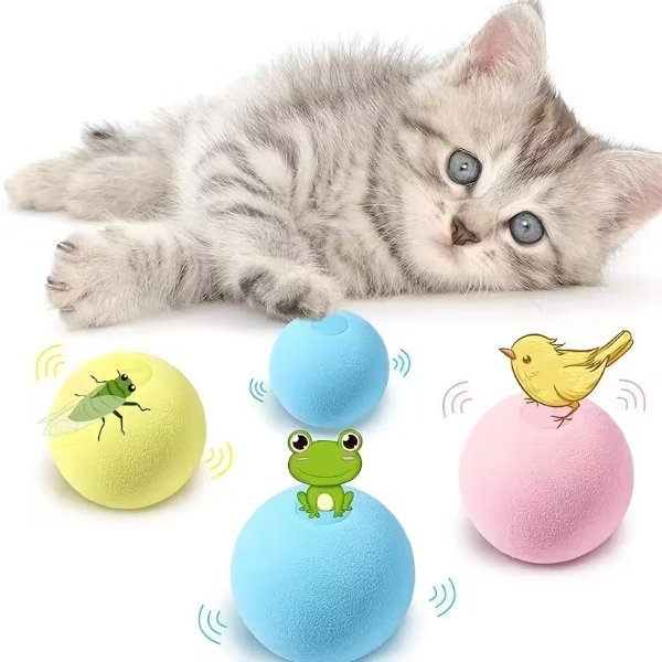 Kedi Otlu 3 Sesli İnteraktif Top Kedi Oyuncağı