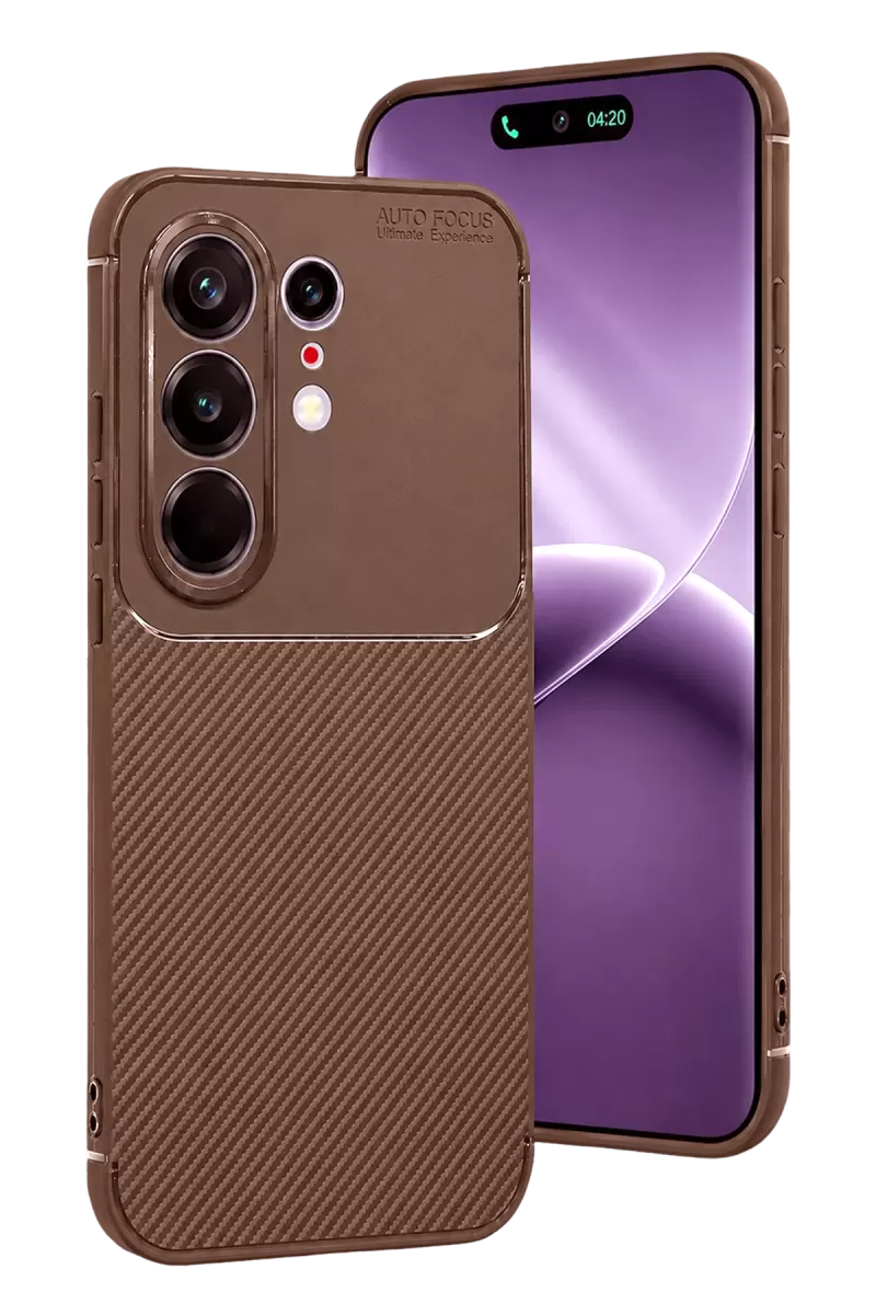 Newface Tecno Camon 50 Pro 5G Auto Focus Karbon Kapak - Kahverengi