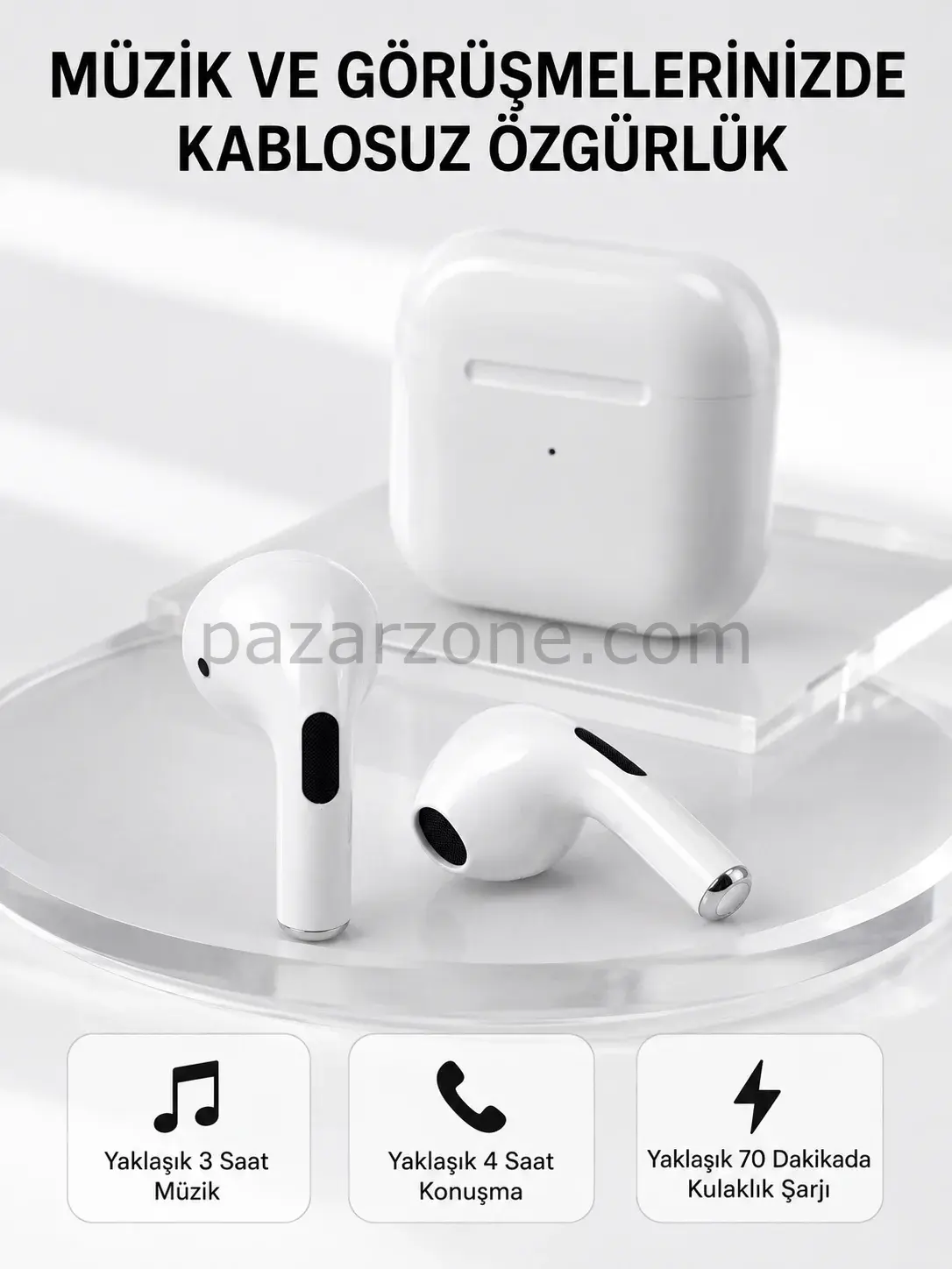 Bluetooth 5.3 TWS Kablosuz Kulak İçi Kulaklık 25 Metre Menzil Şarj Kutulu