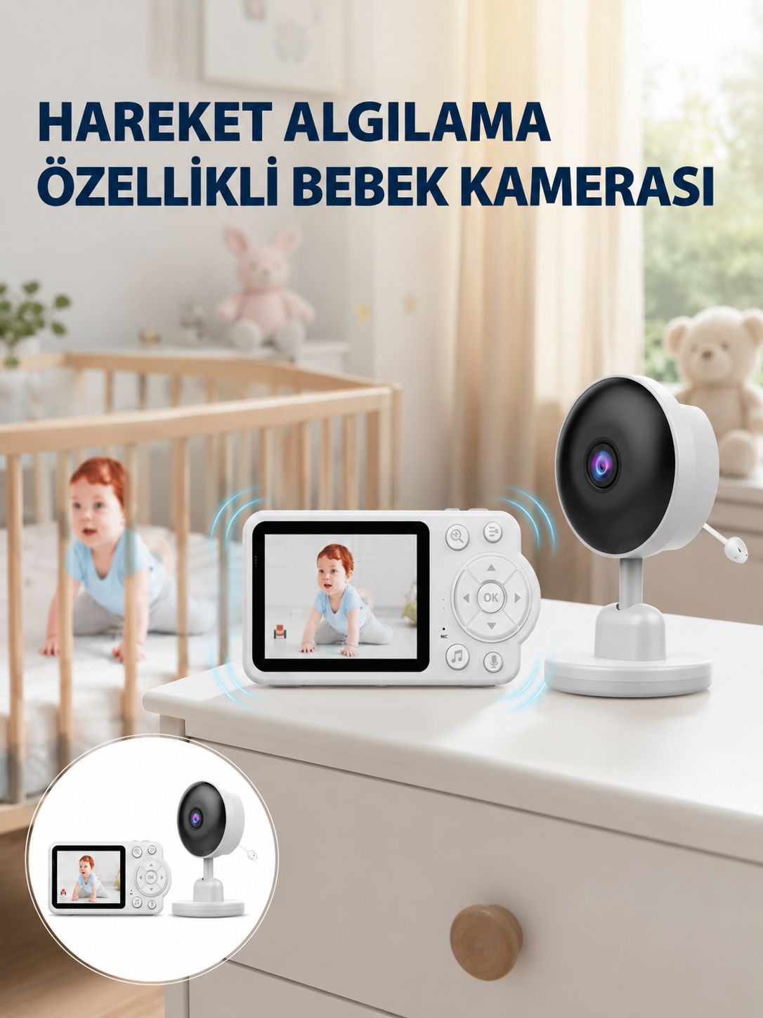 Gece Görüşlü Bebek Kamerası Ninni ve Alarm Özellikli Yeni Nesil
