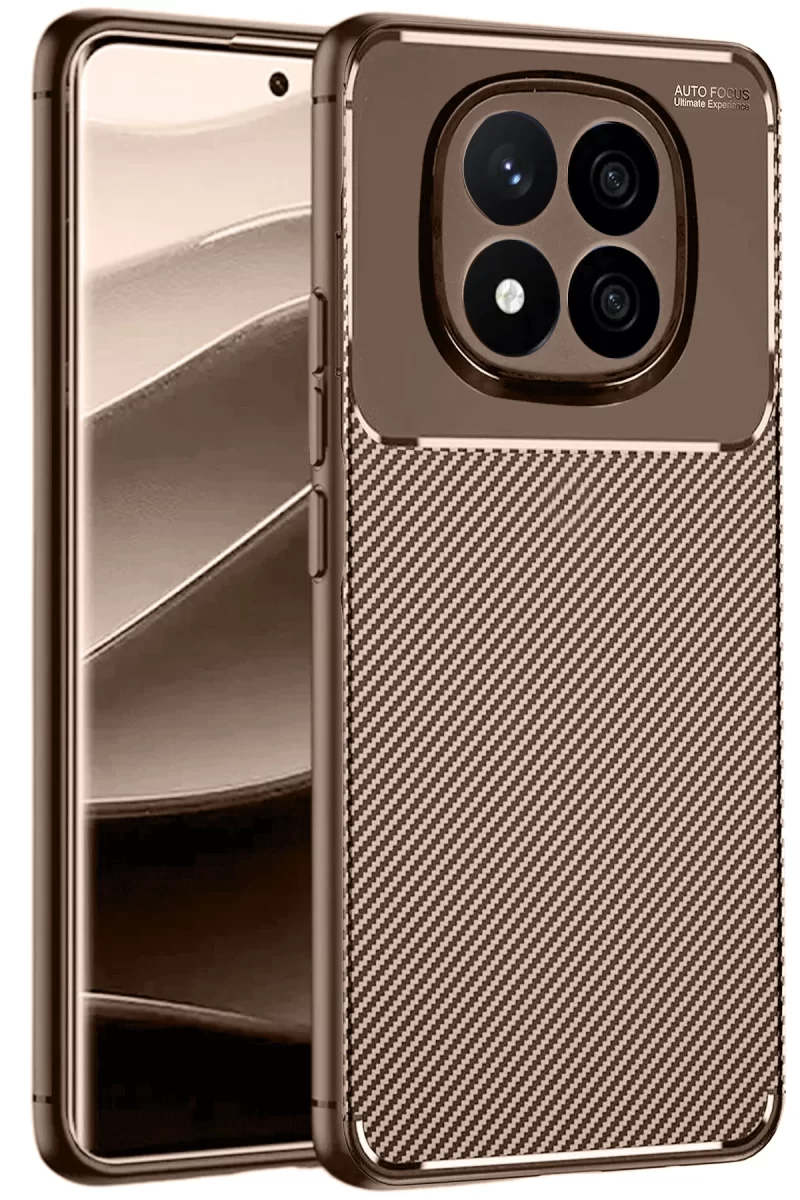 Newface Xiaomi Redmi Note 14 Pro 5G Kılıf Auto Focus Karbon Kapak - Kahverengi