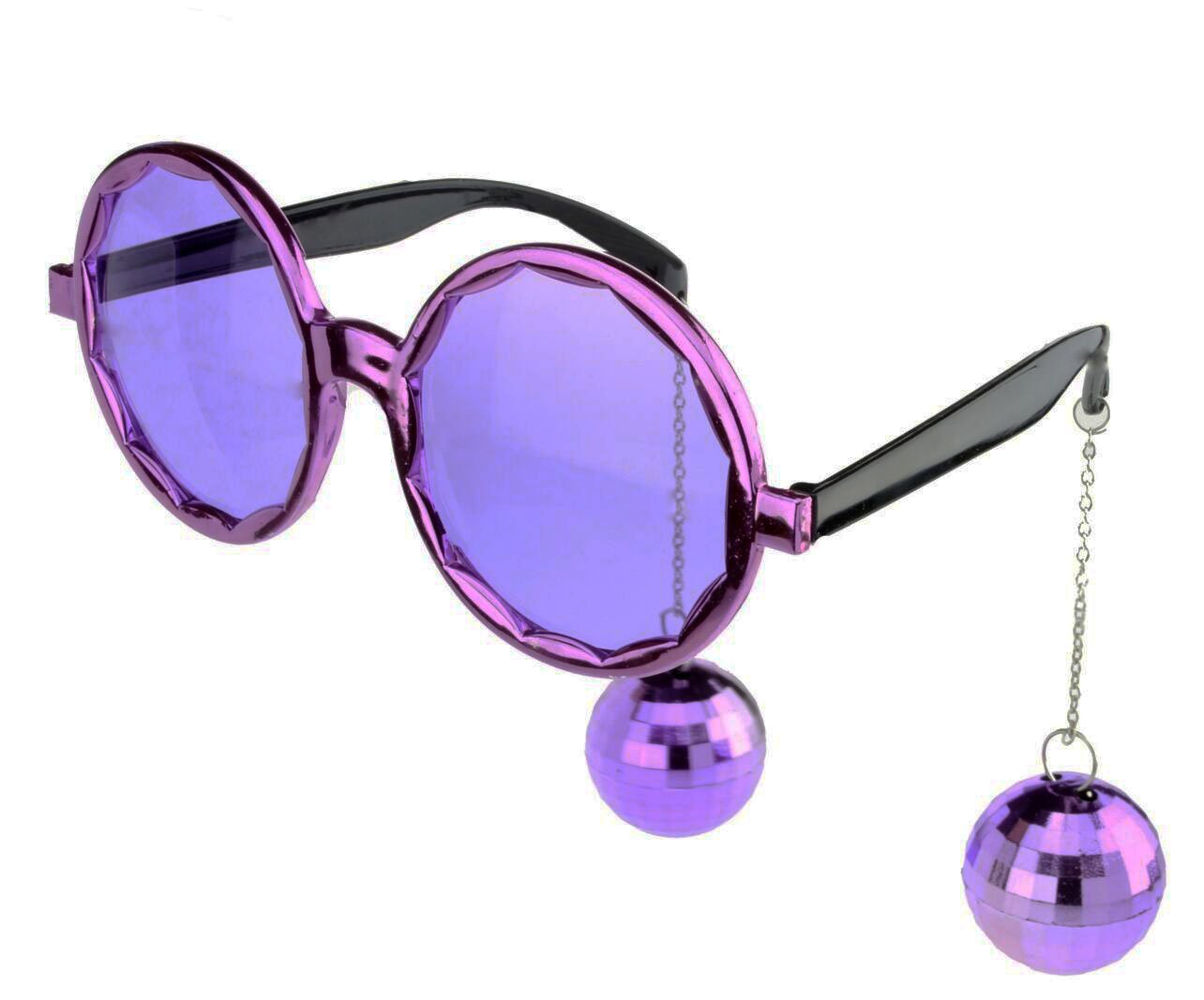 Mor Disko Topu Küpeli Parti Gözlüğü