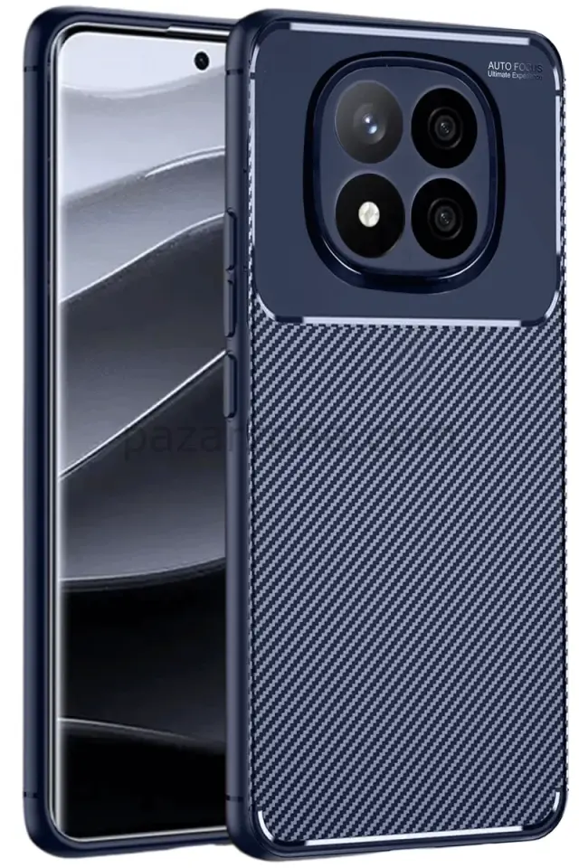 Newface Xiaomi Redmi Note 14 Pro 5G Kılıf Auto Focus Karbon Kapak - Lacivert