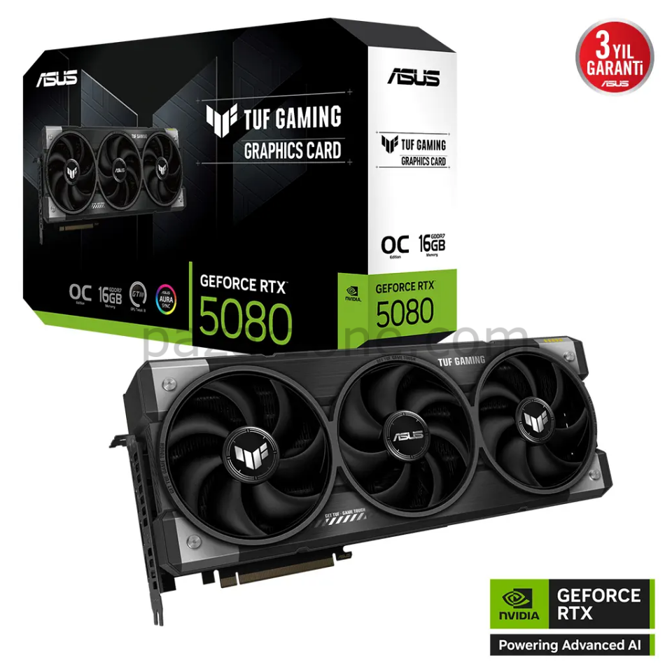 ASUS TUF-RTX5080-O16G-GAMING, 16Gb, 256Bit, GDDR7, 2xHDMI, 3xDP GAMING Ekran Kartı