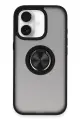 Newface Apple iPhone 16 Kılıf Montreal Yüzüklü Silikon Kapak - Siyah