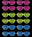 Retro Neon Fosforlu Kalp Panjur Gözlük - 12 Adet