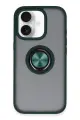 Newface Apple iPhone 16 Kılıf Montreal Yüzüklü Silikon Kapak - Yeşil