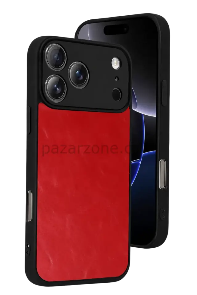 Newface Apple iPhone 17 Pro Max Aras Deri Kapak - Kırmızı