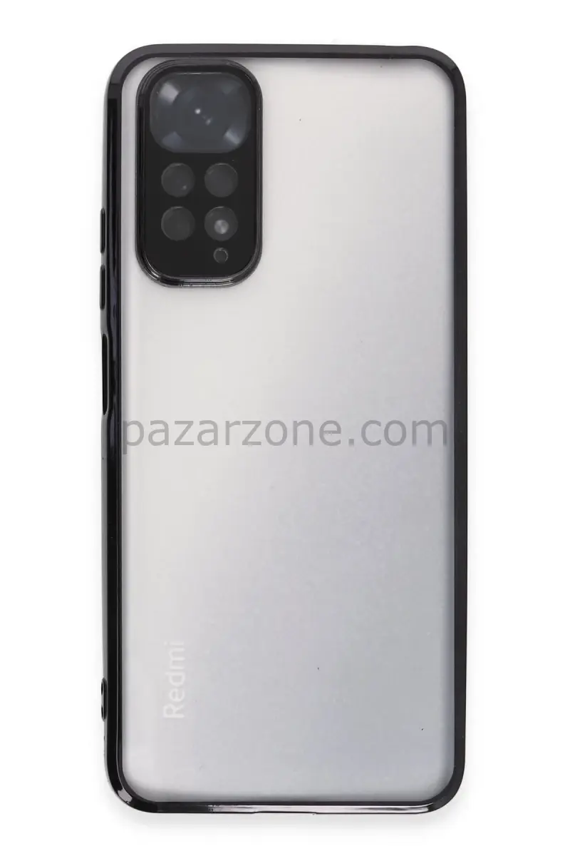 Newface Xiaomi Redmi Note 11 Kılıf Razer Lensli Silikon - Siyah