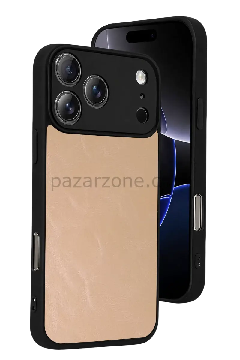 Newface Apple iPhone 17 Pro Max Aras Deri Kapak - Pudra