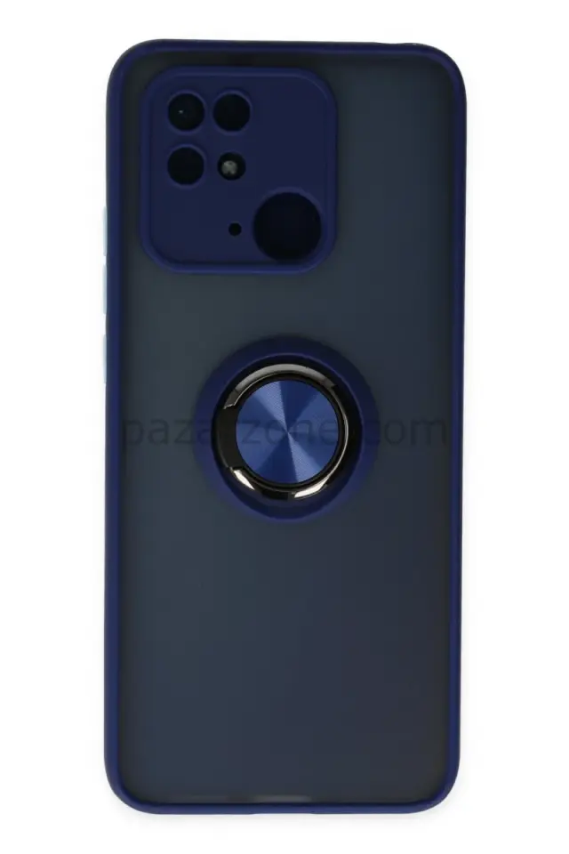 Newface Xiaomi Redmi 10C Kılıf Montreal Yüzüklü Silikon Kapak - Lacivert
