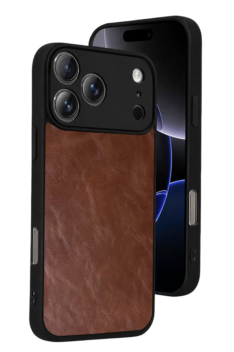 Newface Apple iPhone 17 Pro Max Aras Deri Kapak - Taba