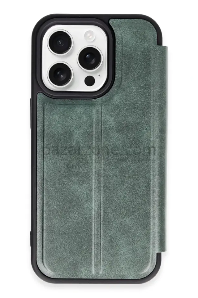 Newface Apple iPhone 14 Pro Max Kılıf Flip Cover - Koyu Yeşil