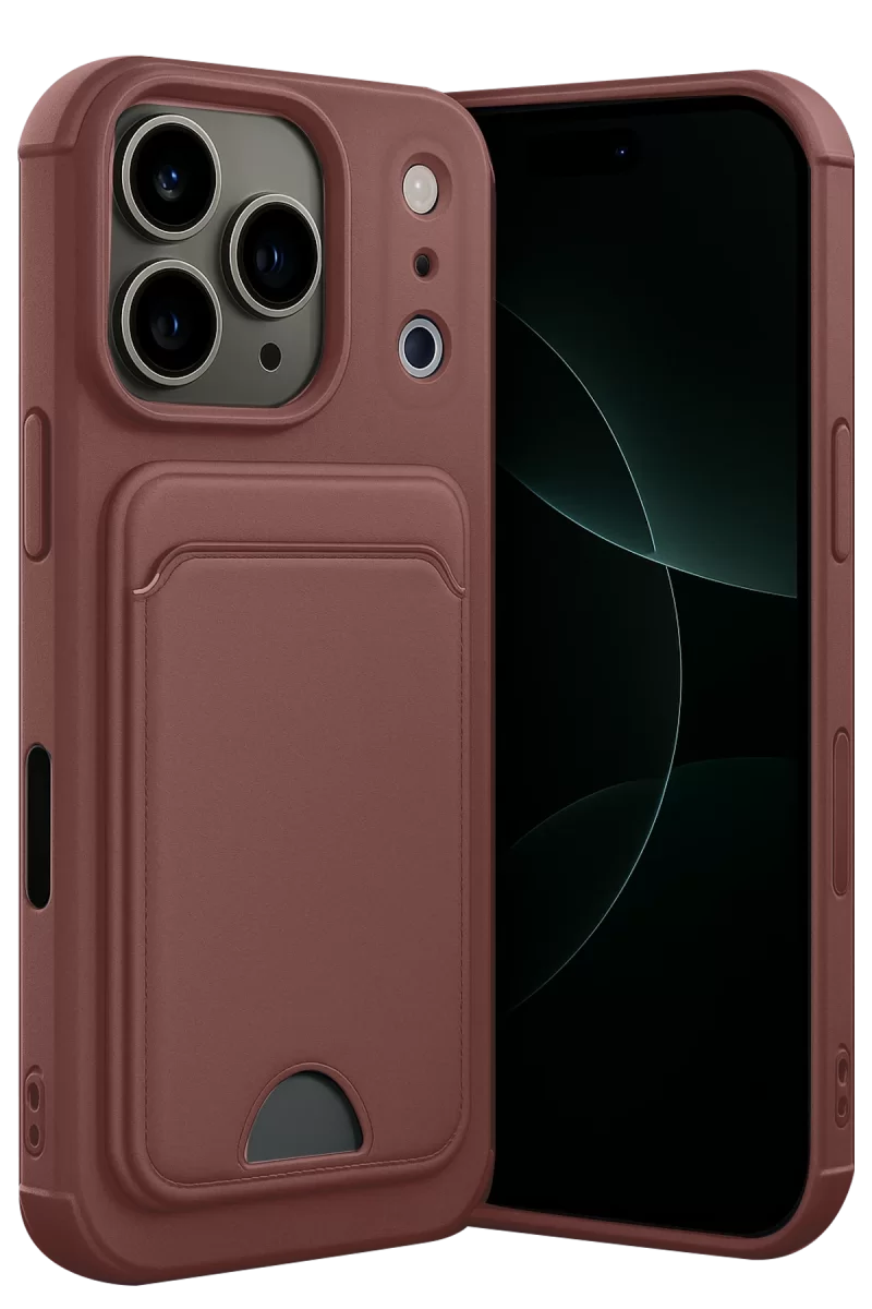 Newface Apple iPhone 17 Pro Max Kelvin Kartvizitli Silikon - Bordo