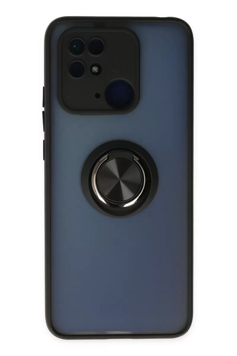 Newface Xiaomi Redmi 10C Kılıf Montreal Yüzüklü Silikon Kapak - Siyah