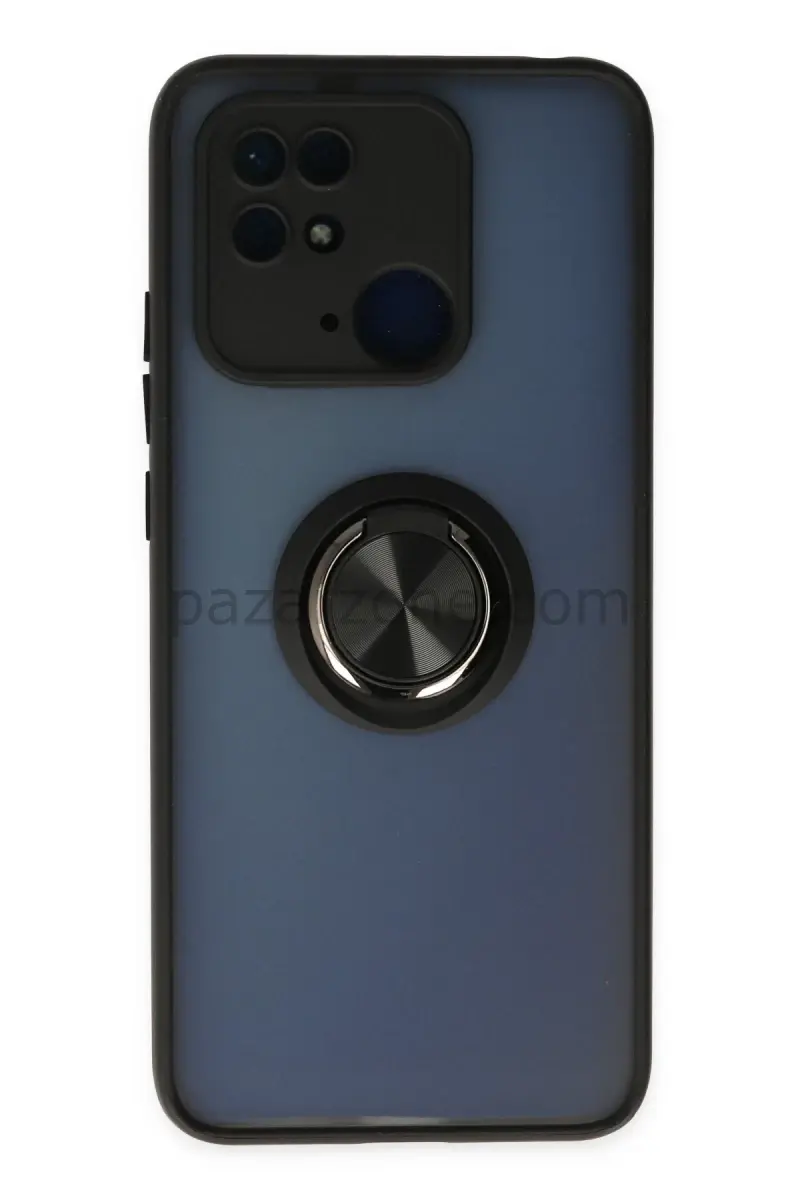 Newface Xiaomi Redmi 10C Kılıf Montreal Yüzüklü Silikon Kapak - Siyah