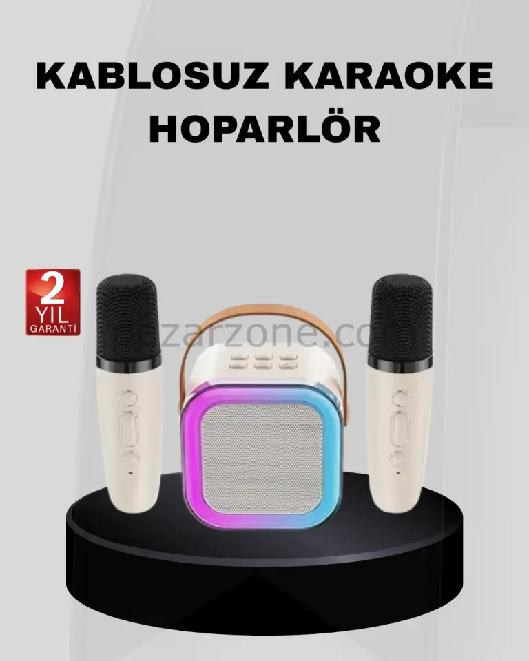 Taşınabilir Karaoke Hoparlör Bluetooth 5.0 ve Çift Mikrofonlu