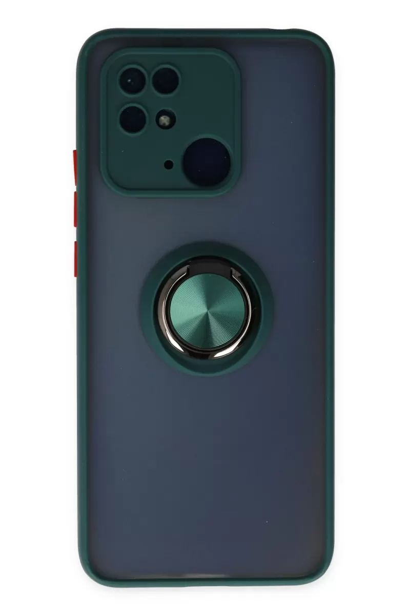 Newface Xiaomi Redmi 10C Kılıf Montreal Yüzüklü Silikon Kapak - Yeşil