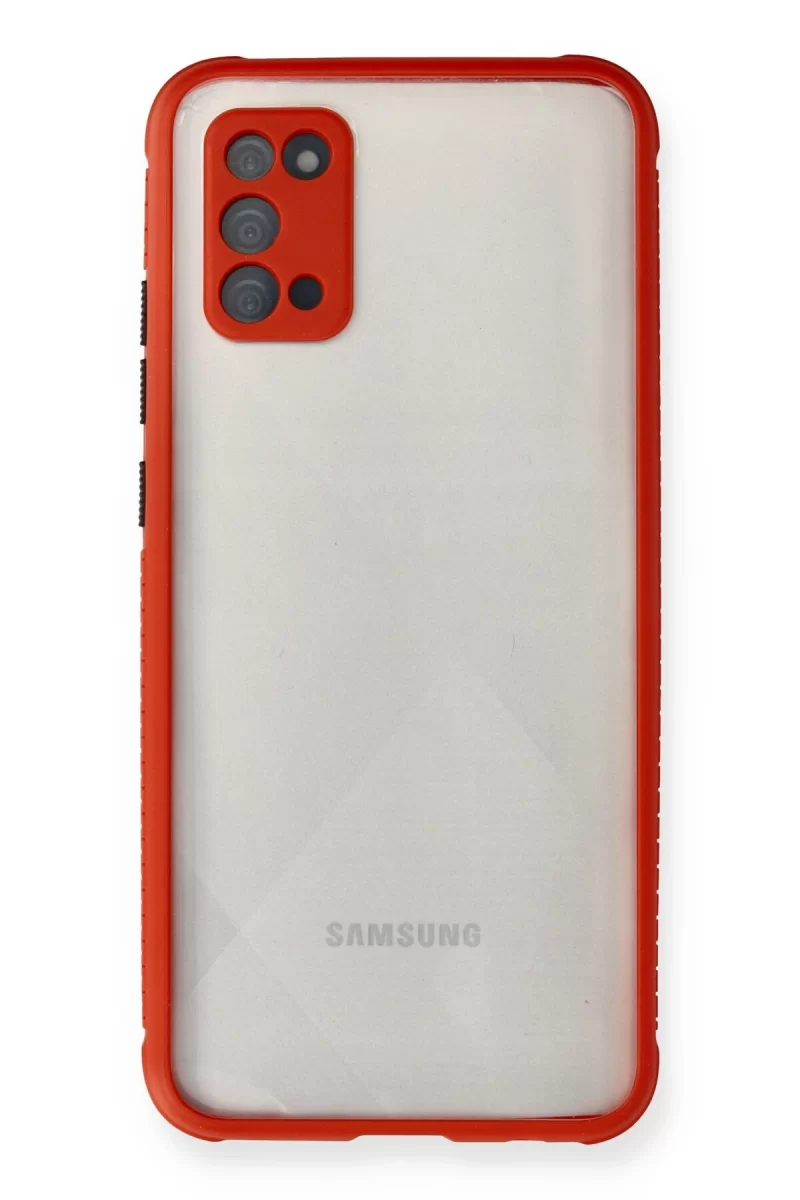 Newface Samsung Galaxy A02S Kılıf Miami Şeffaf Silikon - Kırmızı