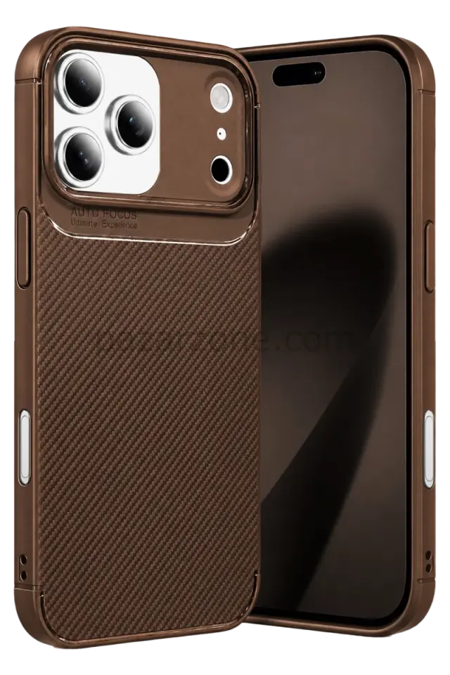 Newface Apple iPhone 17 Pro Max Auto Focus Karbon Kapak - Kahverengi
