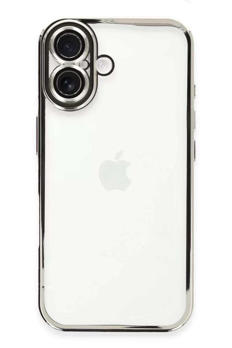 Newface Apple iPhone 16 Kılıf Razer Lensli Silikon - Gümüş