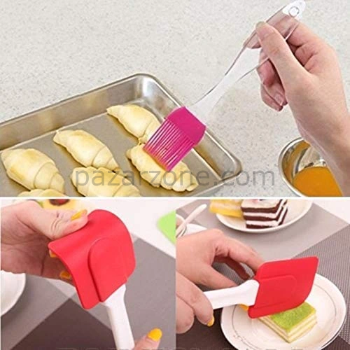 2'li Silikon Pasta - Börek - Poğaça Yağ Fırçası Ve Spatula Seti