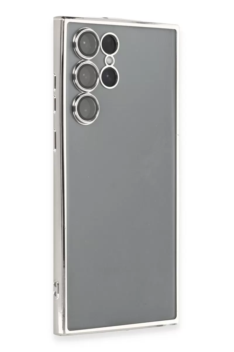 Newface Samsung Galaxy S22 Ultra Kılıf Razer Lensli Silikon - Gümüş