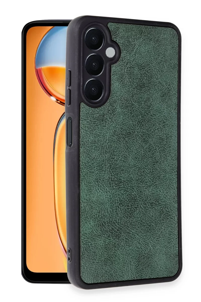 Newface Samsung Galaxy A56 Kılıf Aras Deri Kapak - Koyu Yeşil