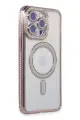 Newface Apple iPhone 14 Pro Max Kılıf Joke Simli Magneticsafe Kılıf - Pembe