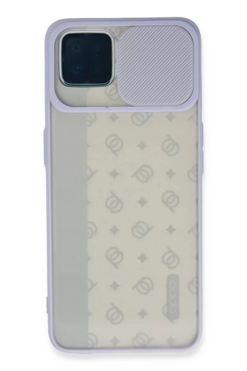 Newface Oppo Reno 4 Lite Kılıf Palm Buzlu Kamera Sürgülü Silikon - Lila