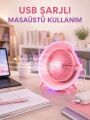 Gece Lambası Özellikli Şarjlı Mini Masaüstü Fan