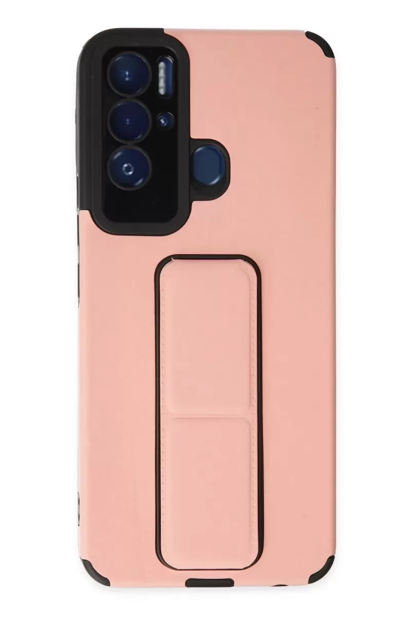 Newface Tecno Pova Neo Kılıf Mega Standlı Silikon - Pudra