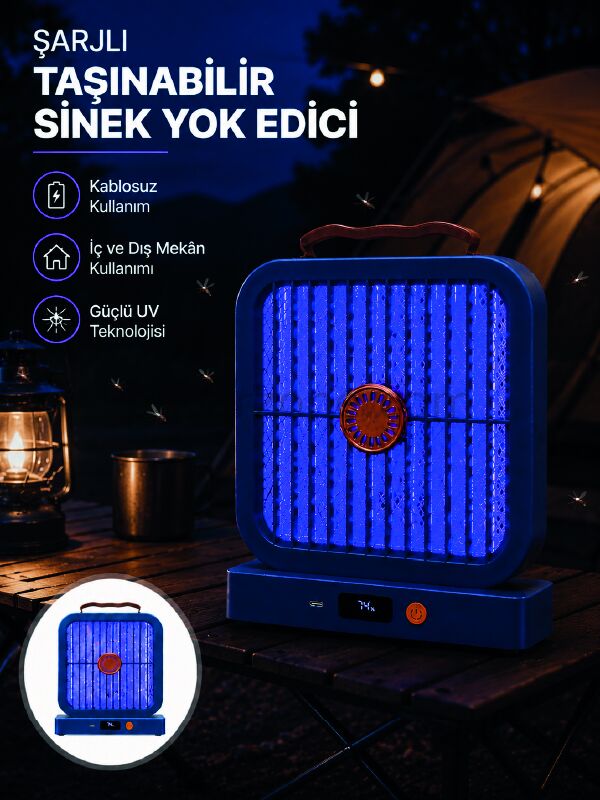 Elektrikli Sinek Öldürücü 365NM UV Işıklı Masaüstü Cihaz Mavi Renk