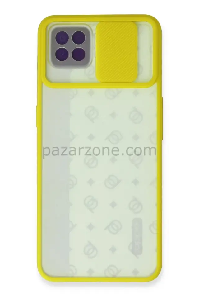Newface Oppo Reno 4 Lite Kılıf Palm Buzlu Kamera Sürgülü Silikon - Sarı