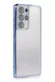 Newface Samsung Galaxy S21 Ultra Kılıf Razer Lensli Silikon - Açık Mavi