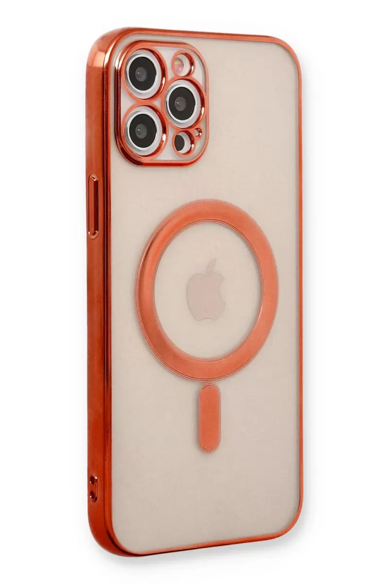 Newface Apple iPhone 12 Pro Kılıf Magneticsafe Lazer Silikon - Kırmızı