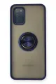 Newface Samsung Galaxy A02S Kılıf Montreal Yüzüklü Silikon Kapak - Lacivert
