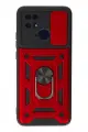 Newface Xiaomi Redmi 10C Kılıf Pars Lens Yüzüklü Silikon - Kırmızı