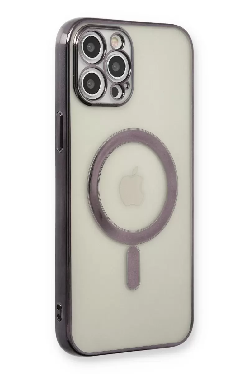 Newface Apple iPhone 12 Pro Kılıf Magneticsafe Lazer Silikon - Siyah