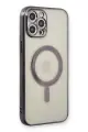 Newface Apple iPhone 12 Pro Kılıf Magneticsafe Lazer Silikon - Siyah
